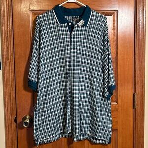 Dockers Teal, Black and White Polo Shirt Relaxed Fit